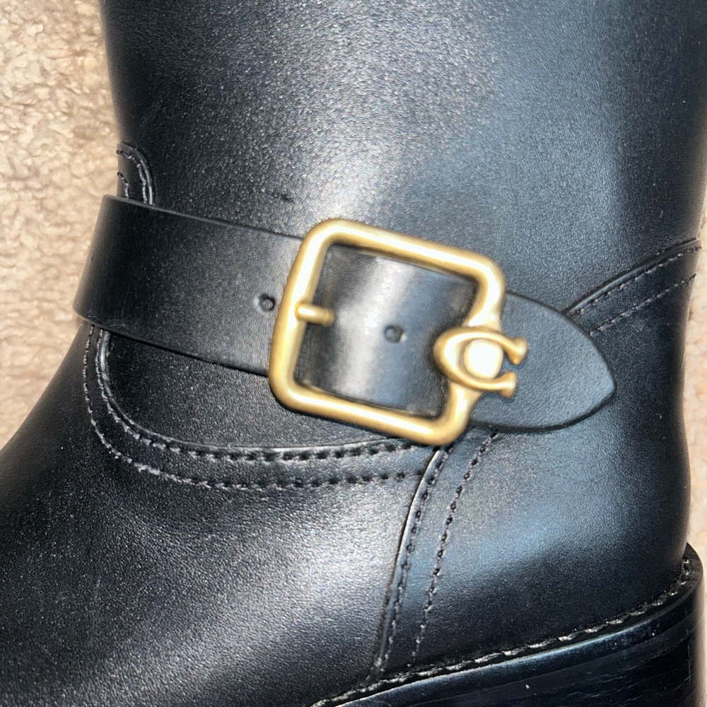 Coach Black Booties with Gold Accent - Picture 1 of 4